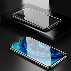 Handyhülle Hülle Luxus Aluminium Metall Rahmen Spiegel 360 Grad Tasche M02 für Oppo Find X2 Schwarz