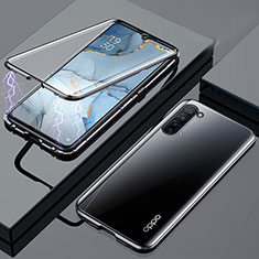 Handyhülle Hülle Luxus Aluminium Metall Rahmen Spiegel 360 Grad Tasche M02 für Oppo K7 5G Schwarz