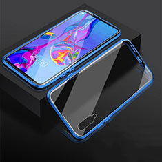 Handyhülle Hülle Luxus Aluminium Metall Rahmen Spiegel 360 Grad Tasche M03 für Huawei Honor 9X Pro Blau