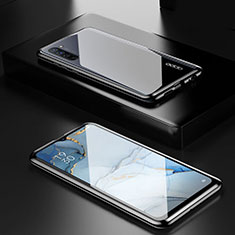 Handyhülle Hülle Luxus Aluminium Metall Rahmen Spiegel 360 Grad Tasche M03 für Oppo K7 5G Schwarz