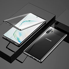 Handyhülle Hülle Luxus Aluminium Metall Rahmen Spiegel 360 Grad Tasche M03 für Samsung Galaxy Note 10 Plus Schwarz