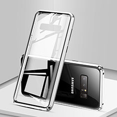 Handyhülle Hülle Luxus Aluminium Metall Rahmen Spiegel 360 Grad Tasche M03 für Samsung Galaxy Note 8 Duos N950F Silber