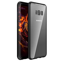 Handyhülle Hülle Luxus Aluminium Metall Rahmen Spiegel 360 Grad Tasche M03 für Samsung Galaxy S8 Plus Schwarz