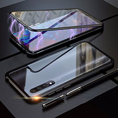 Handyhülle Hülle Luxus Aluminium Metall Rahmen Spiegel 360 Grad Tasche M03 für Xiaomi Mi A3 Schwarz