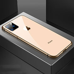 Handyhülle Hülle Luxus Aluminium Metall Rahmen Spiegel 360 Grad Tasche M04 für Apple iPhone 11 Pro Gold