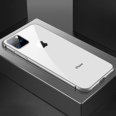 Handyhülle Hülle Luxus Aluminium Metall Rahmen Spiegel 360 Grad Tasche M04 für Apple iPhone 11 Pro Max Silber