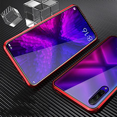 Handyhülle Hülle Luxus Aluminium Metall Rahmen Spiegel 360 Grad Tasche M04 für Huawei Honor 9X Pro Rot