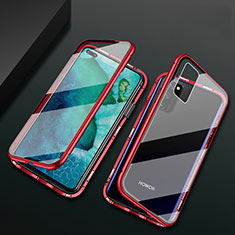 Handyhülle Hülle Luxus Aluminium Metall Rahmen Spiegel 360 Grad Tasche M04 für Huawei Honor V30 Pro 5G Rot