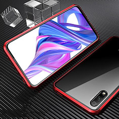 Handyhülle Hülle Luxus Aluminium Metall Rahmen Spiegel 360 Grad Tasche M04 für Huawei P Smart Z (2019) Rot