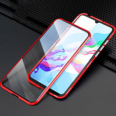 Handyhülle Hülle Luxus Aluminium Metall Rahmen Spiegel 360 Grad Tasche M04 für Oppo A5 (2020) Rot