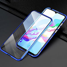 Handyhülle Hülle Luxus Aluminium Metall Rahmen Spiegel 360 Grad Tasche M04 für Oppo A9 (2020) Blau