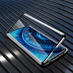 Handyhülle Hülle Luxus Aluminium Metall Rahmen Spiegel 360 Grad Tasche M04 für Oppo Find X2 Schwarz