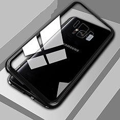 Handyhülle Hülle Luxus Aluminium Metall Rahmen Spiegel 360 Grad Tasche M04 für Samsung Galaxy S8 Plus Schwarz