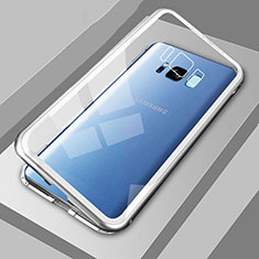 Handyhülle Hülle Luxus Aluminium Metall Rahmen Spiegel 360 Grad Tasche M04 für Samsung Galaxy S8 Silber