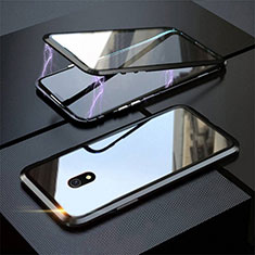 Handyhülle Hülle Luxus Aluminium Metall Rahmen Spiegel 360 Grad Tasche M04 für Xiaomi Redmi 8A Schwarz