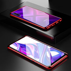 Handyhülle Hülle Luxus Aluminium Metall Rahmen Spiegel 360 Grad Tasche M05 für Huawei P Smart Pro (2019) Rot