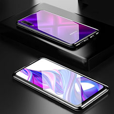 Handyhülle Hülle Luxus Aluminium Metall Rahmen Spiegel 360 Grad Tasche M05 für Huawei P Smart Pro (2019) Schwarz