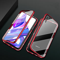 Handyhülle Hülle Luxus Aluminium Metall Rahmen Spiegel 360 Grad Tasche M05 für Huawei P Smart Z (2019) Rot