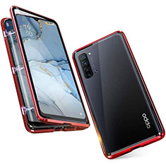 Handyhülle Hülle Luxus Aluminium Metall Rahmen Spiegel 360 Grad Tasche M05 für Oppo K7 5G Rot