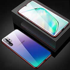 Handyhülle Hülle Luxus Aluminium Metall Rahmen Spiegel 360 Grad Tasche M05 für Samsung Galaxy Note 10 Plus Rot