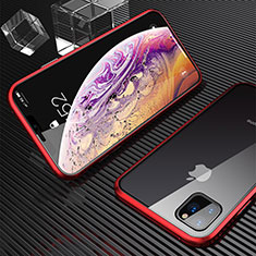 Handyhülle Hülle Luxus Aluminium Metall Rahmen Spiegel 360 Grad Tasche M06 für Apple iPhone 11 Pro Max Rot