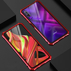 Handyhülle Hülle Luxus Aluminium Metall Rahmen Spiegel 360 Grad Tasche M06 für Huawei P Smart Pro (2019) Rot