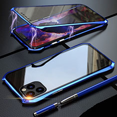 Handyhülle Hülle Luxus Aluminium Metall Rahmen Spiegel 360 Grad Tasche M07 für Apple iPhone 11 Pro Max Blau