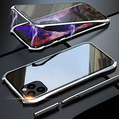 Handyhülle Hülle Luxus Aluminium Metall Rahmen Spiegel 360 Grad Tasche M07 für Apple iPhone 11 Pro Silber