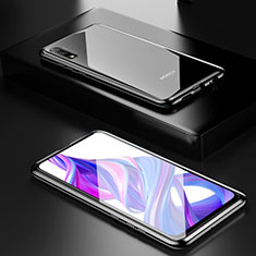 Handyhülle Hülle Luxus Aluminium Metall Rahmen Spiegel 360 Grad Tasche M09 für Huawei P Smart Z (2019) Schwarz