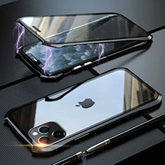 Handyhülle Hülle Luxus Aluminium Metall Rahmen Spiegel 360 Grad Tasche M10 für Apple iPhone 11 Pro Schwarz