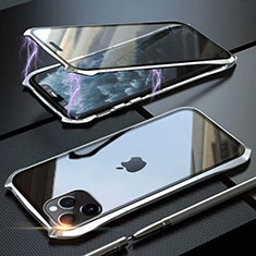 Handyhülle Hülle Luxus Aluminium Metall Rahmen Spiegel 360 Grad Tasche M10 für Apple iPhone 11 Pro Silber
