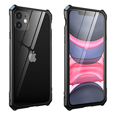 Handyhülle Hülle Luxus Aluminium Metall Rahmen Spiegel 360 Grad Tasche M10 für Apple iPhone 11 Schwarz