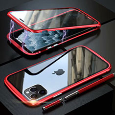 Handyhülle Hülle Luxus Aluminium Metall Rahmen Spiegel 360 Grad Tasche M11 für Apple iPhone 11 Pro Rot