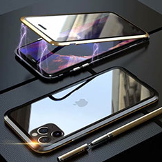 Handyhülle Hülle Luxus Aluminium Metall Rahmen Spiegel 360 Grad Tasche M12 für Apple iPhone 11 Pro Gold und Schwarz