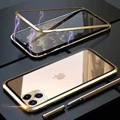 Handyhülle Hülle Luxus Aluminium Metall Rahmen Spiegel 360 Grad Tasche M14 für Apple iPhone 11 Pro Gold