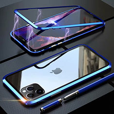 Handyhülle Hülle Luxus Aluminium Metall Rahmen Spiegel 360 Grad Tasche M14 für Apple iPhone 11 Pro Hellblau