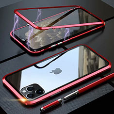 Handyhülle Hülle Luxus Aluminium Metall Rahmen Spiegel 360 Grad Tasche M14 für Apple iPhone 11 Pro Max Rot