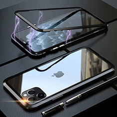 Handyhülle Hülle Luxus Aluminium Metall Rahmen Spiegel 360 Grad Tasche M14 für Apple iPhone 11 Pro Max Schwarz