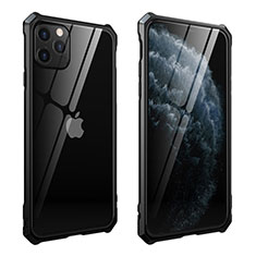 Handyhülle Hülle Luxus Aluminium Metall Rahmen Spiegel 360 Grad Tasche M15 für Apple iPhone 11 Pro Schwarz