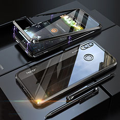 Handyhülle Hülle Luxus Aluminium Metall Rahmen Spiegel 360 Grad Tasche P01 für Huawei Honor 8X Schwarz