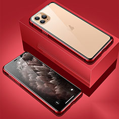 Handyhülle Hülle Luxus Aluminium Metall Rahmen Spiegel 360 Grad Tasche T01 für Apple iPhone 11 Pro Rot