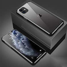 Handyhülle Hülle Luxus Aluminium Metall Rahmen Spiegel 360 Grad Tasche T01 für Apple iPhone 11 Schwarz