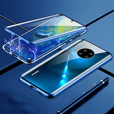 Handyhülle Hülle Luxus Aluminium Metall Rahmen Spiegel 360 Grad Tasche T01 für Huawei Mate 30 Pro 5G Blau
