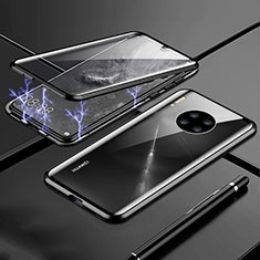 Handyhülle Hülle Luxus Aluminium Metall Rahmen Spiegel 360 Grad Tasche T01 für Huawei Mate 30 Pro 5G Schwarz