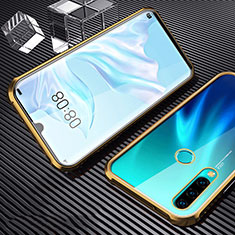 Handyhülle Hülle Luxus Aluminium Metall Rahmen Spiegel 360 Grad Tasche T01 für Huawei Nova 4e Gold