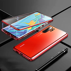 Handyhülle Hülle Luxus Aluminium Metall Rahmen Spiegel 360 Grad Tasche T01 für Huawei P30 Pro New Edition Rot