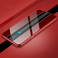 Handyhülle Hülle Luxus Aluminium Metall Rahmen Spiegel 360 Grad Tasche T01 für Oppo RX17 Pro Rot