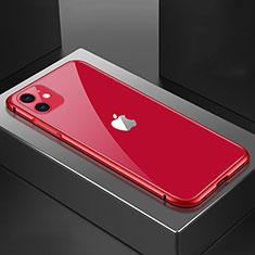 Handyhülle Hülle Luxus Aluminium Metall Rahmen Spiegel 360 Grad Tasche T02 für Apple iPhone 11 Rot