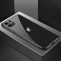 Handyhülle Hülle Luxus Aluminium Metall Rahmen Spiegel 360 Grad Tasche T02 für Apple iPhone 11 Schwarz