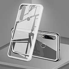 Handyhülle Hülle Luxus Aluminium Metall Rahmen Spiegel 360 Grad Tasche T02 für Huawei P30 Lite XL Weiß